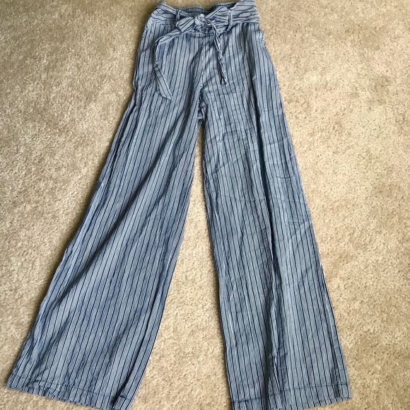 Waist tie striped pants - Picture 1 of 3